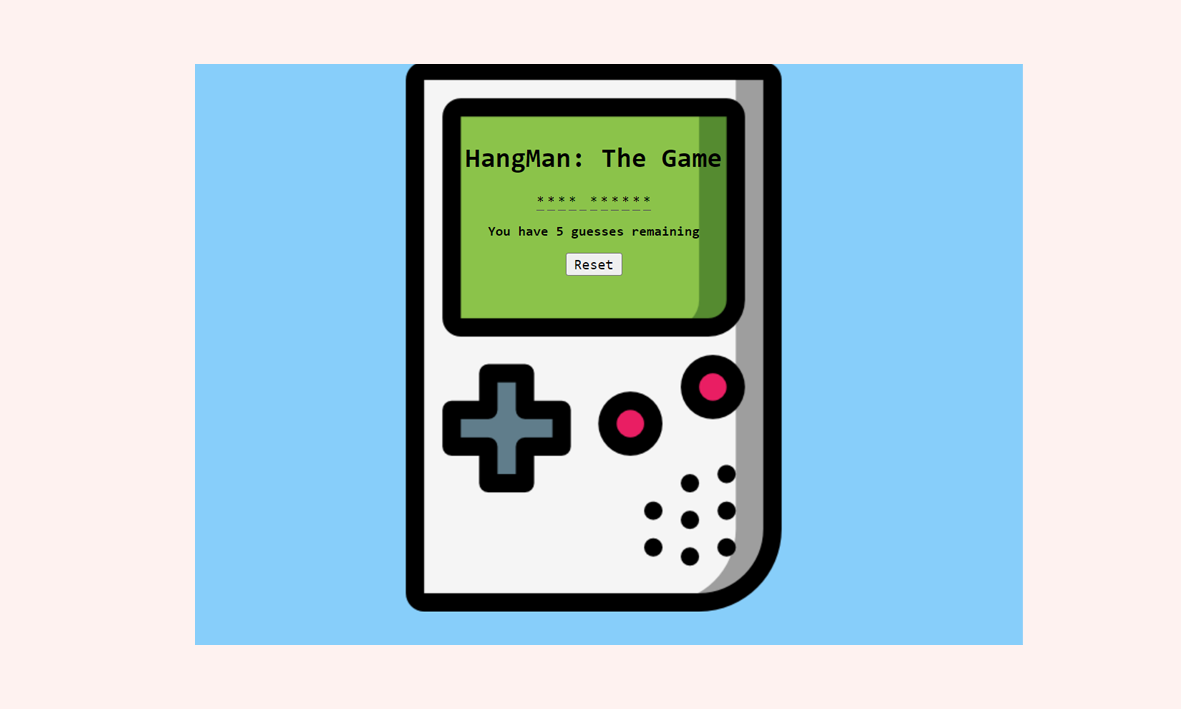 image of a hangman app, made in Javascript