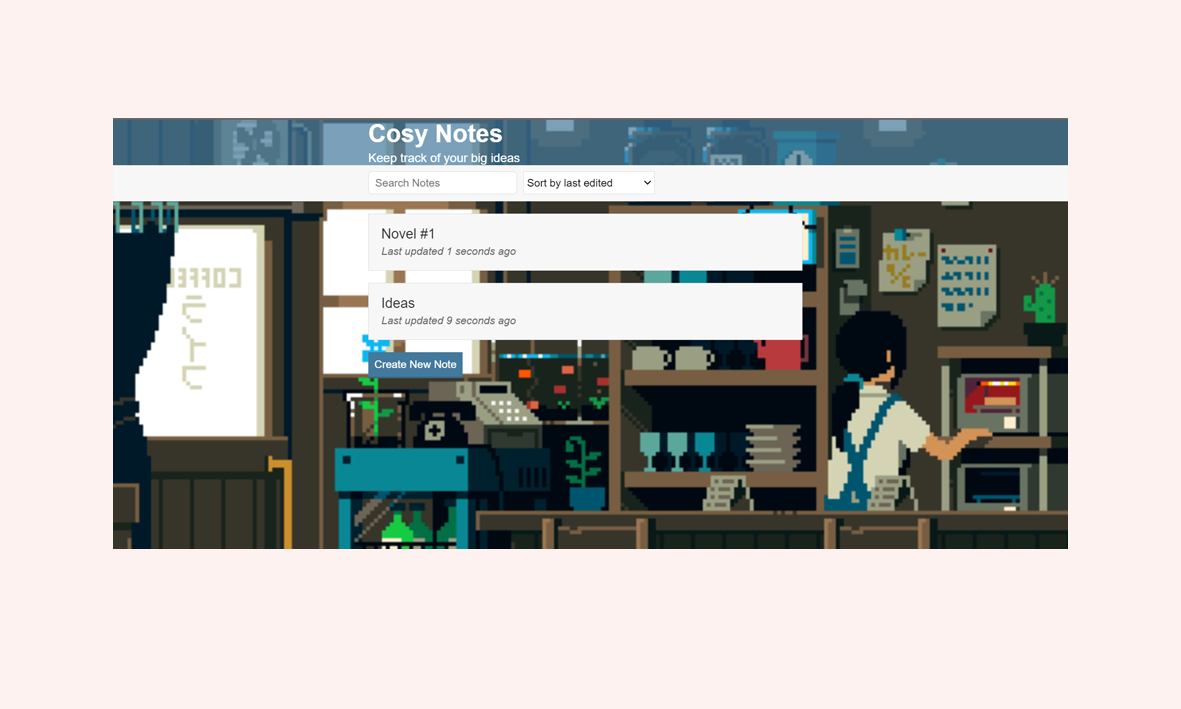 image of a notes app, made in javascript